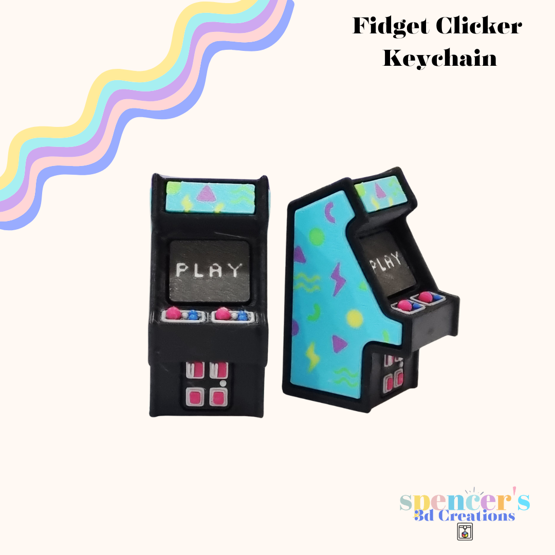 Retro Arcade Machine Fidget Clicker Keychain