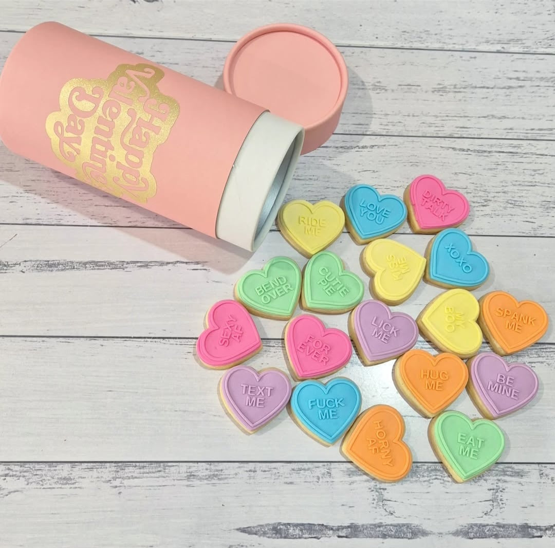 Mini R & G Rated Conversation Heart Cookies