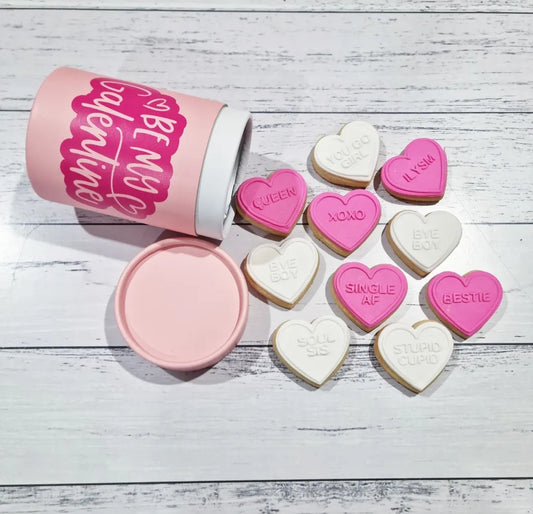 Mini Galentine Conversation Heart Cookies