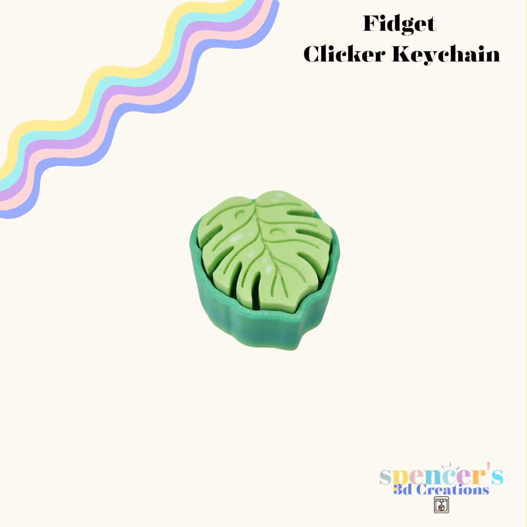 Monstera Leaf Fidget Clicker Keychain