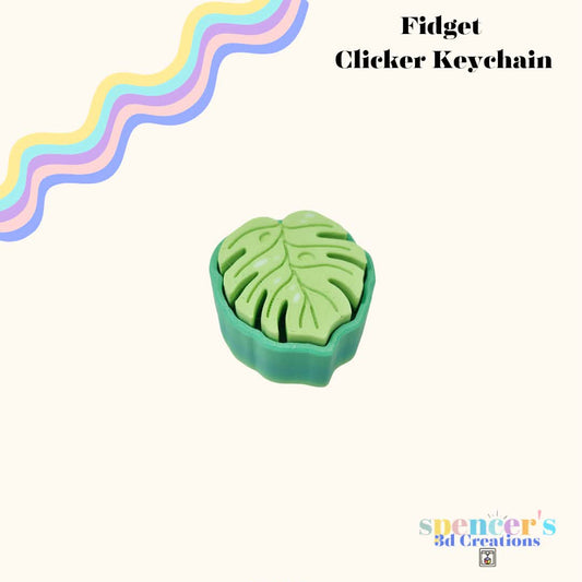 Monstera Leaf Fidget Clicker Keychain