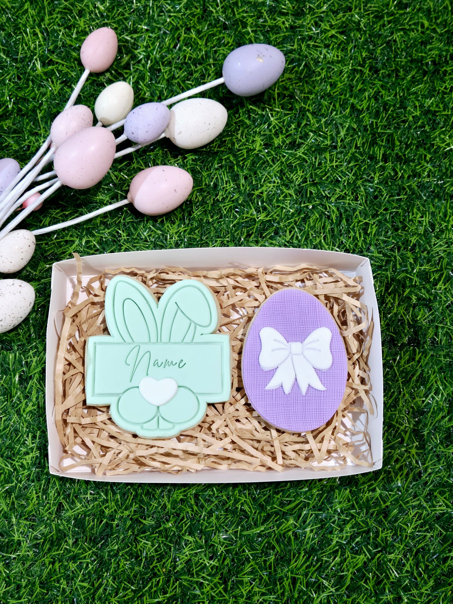 Name Bunny and Egg with a Bow Set of 2