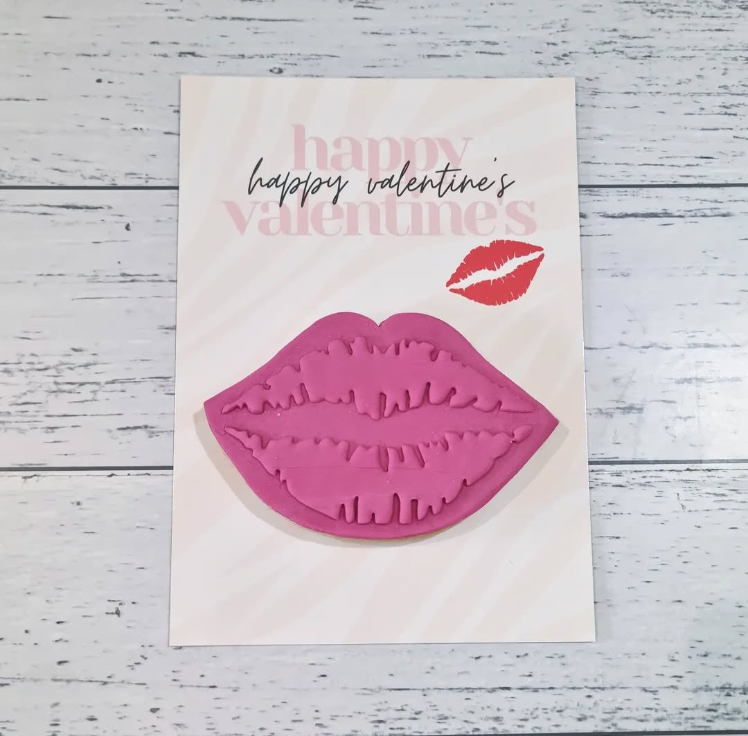 Happy Valentine's LIPS Cookie Card