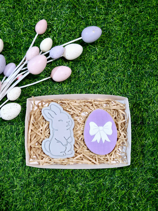 Bunny and Egg with a Bow Set of 2
