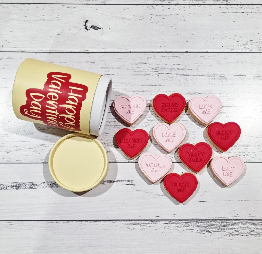 Mini R Rated Conversation Heart Cookies