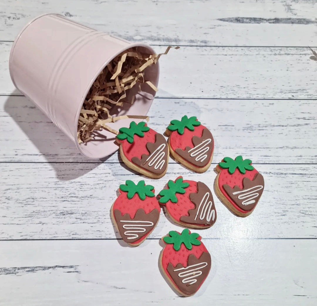 Bucket of mini Strawberry shaped Cookies