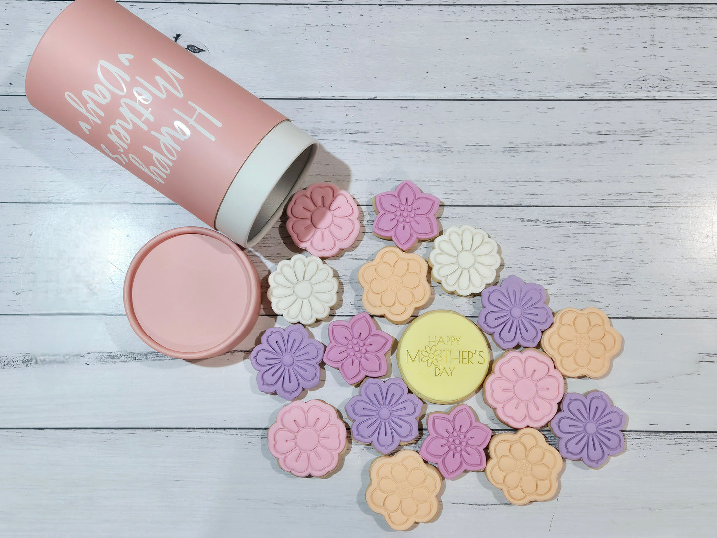 Large Cylinder of Mini Flower Cookies