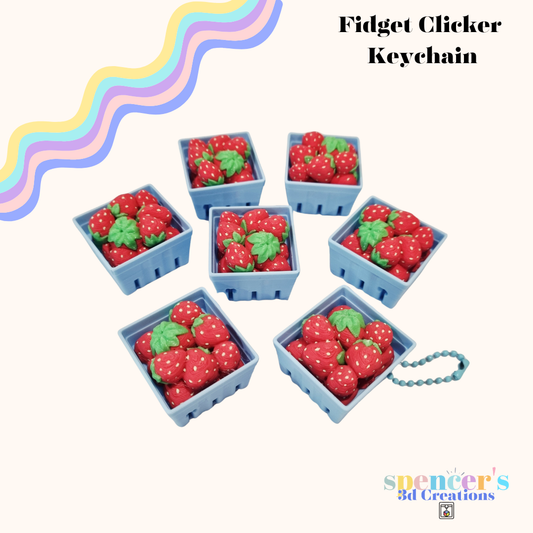 Strawberry Punnet Fidget Clicker Keychain